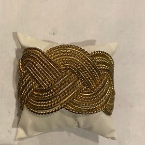 braided statement cuff wide profile in brushed gold